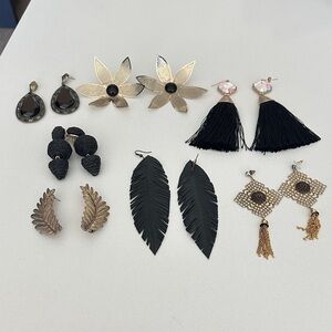 Elegant Black and Gold Earring Set